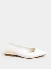Long Tall Sally White Flat Patent Slingback Point Shoes - Image 2 of 5