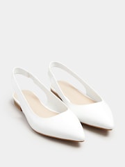 Long Tall Sally White Flat Patent Slingback Point Shoes - Image 3 of 5