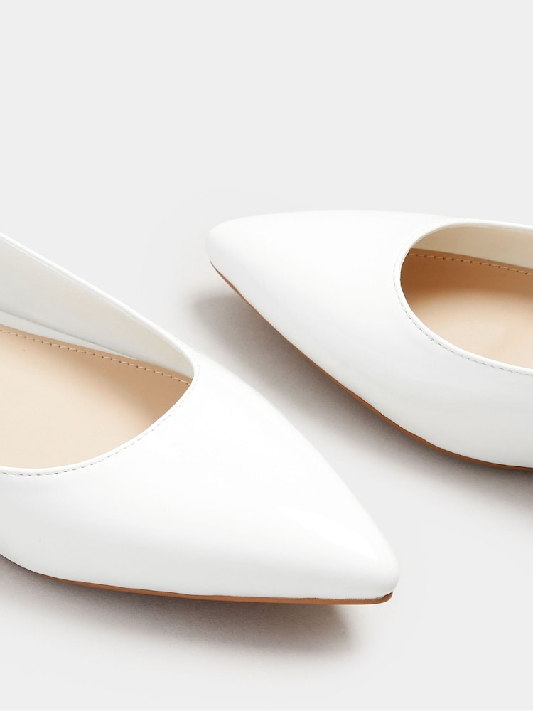 Long Tall Sally White Flat Patent Slingback Point Shoes - Image 5 of 5