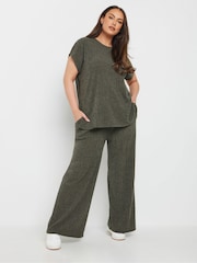 Yours Curve Green Knitted Co-Ord T-Shirt - Image 2 of 5