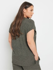 Yours Curve Green Knitted Co-Ord T-Shirt - Image 3 of 5