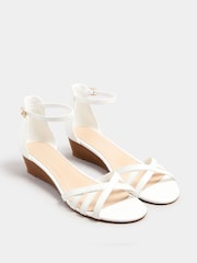 Long Tall Sally White Mid Heel Strappy Wedge Sandals - Image 3 of 5