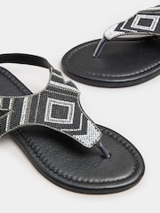 Yours Curve Black Extra Wide Fit Beaded T-Bar Sandals - Image 5 of 5