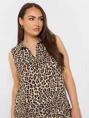 Yours Curve Natural Leopard Print Vest - Image 4 of 5