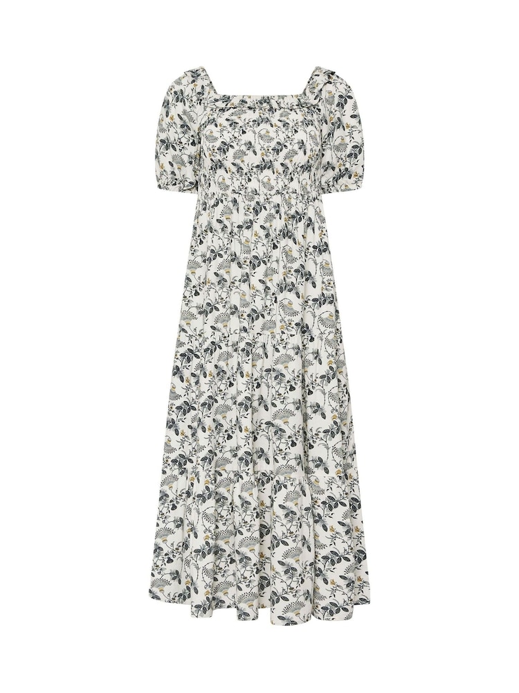 PixieGirl Petite Natural Paisley Floral Print Puff Sleeve Midi Dress - Image 5 of 5 PixieGirl Petite Natural Paisley Floral Print Puff Sleeve Midi Dress - Image 5 of 5