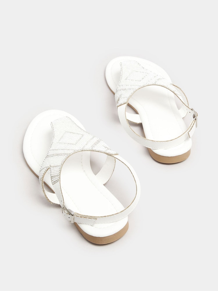 Weiß - Yours Curve Beaded T-Bar Sandals - Bild 5 von 5 Weiß - Yours Curve Beaded T-Bar Sandals - Bild 5 von 5