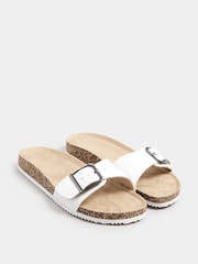 Yours Curve White Extra-Wide Fit Single Buckle Sandals - Image 1 of 5