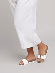 Yours Curve White Extra-Wide Fit Single Buckle Sandals - Image 5 of 5