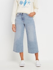 M&Co Blue Lightwash Wide Leg Crop Trousers - Image 1 of 5
