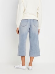 M&Co Blue Lightwash Wide Leg Crop Trousers - Image 3 of 5