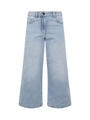 M&Co Blue Lightwash Wide Leg Crop Trousers - Image 5 of 5