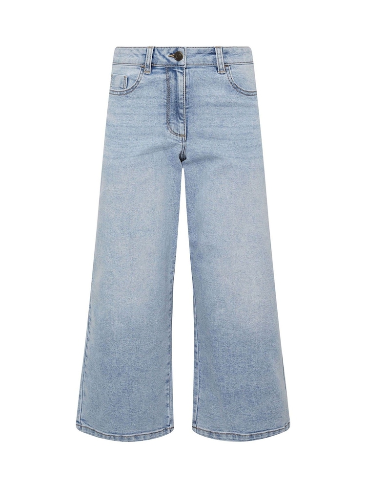 M&Co Blue Lightwash Wide Leg Crop Trousers - Image 5 of 5