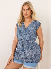 Blau - Yours Curve Frill Hem Top - Bild 3 von 5