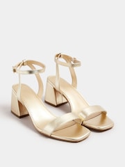 Золотой - Yours Curve Two Part Block Sandals - Image 3 of 5