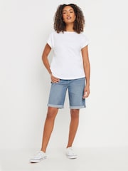 M&Co Blue Midwash Knee Shorts - Image 2 of 5