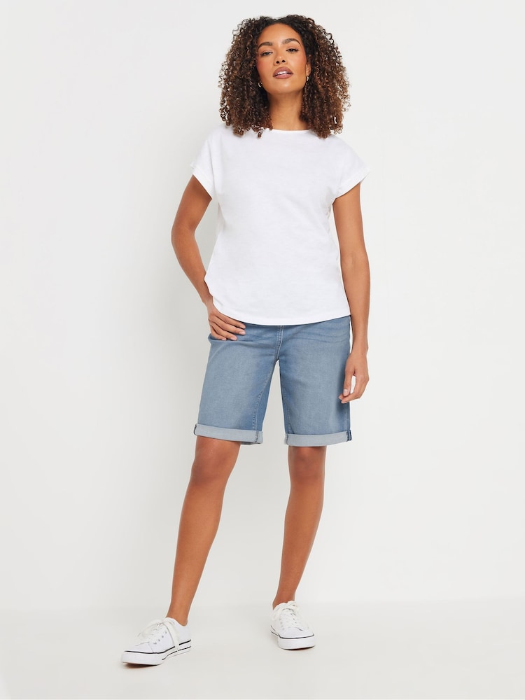 M&Co Blue Midwash Knee Shorts - Image 2 of 5