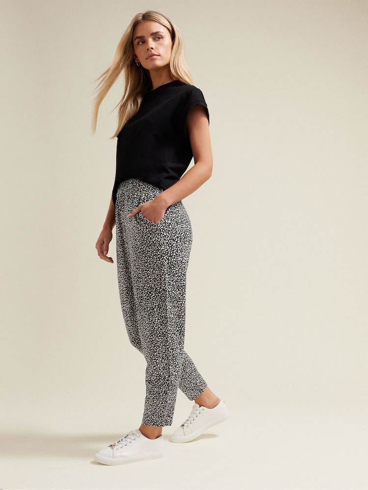 M&Co Black Petite Hareem Spot Print Trousers - Image 2 of 6