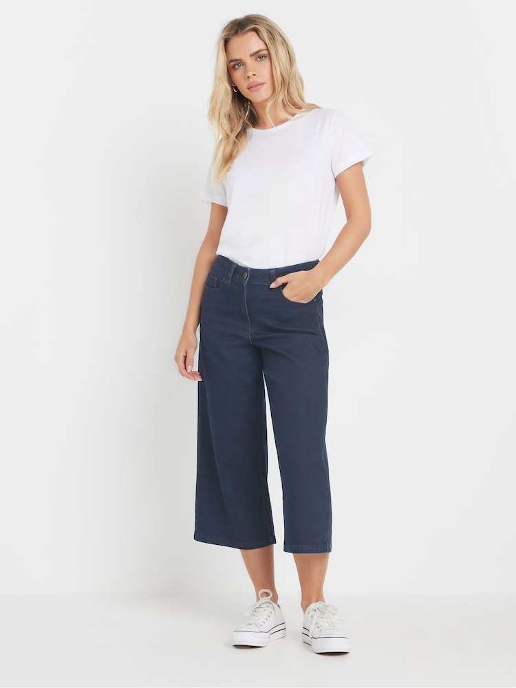 M&Co Blue Petite Indigo Wide Leg Crop Trousers - Image 2 of 5