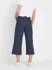 M&Co Blue Petite Indigo Wide Leg Crop Trousers - Image 3 of 5