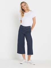 M&Co Blue Petite Indigo Wide Leg Crop Trousers - Image 4 of 5