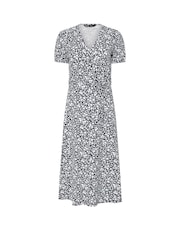 Azul - M&Co Petite Jersey Floral Print Wrap Dress - Imagen 6 de 6
