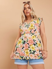 Pink - Yours Curve Frill Hem Top - Bild 1 von 5