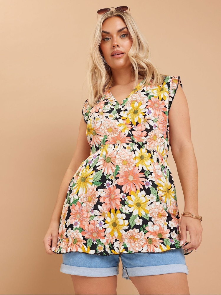 Pink - Yours Curve Frill Hem Top - Bild 1 von 5