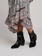 Yours Curve Black Extra Wide Fit Extra-Wide Fit Stitch Western Shoes - Image 2 of 5