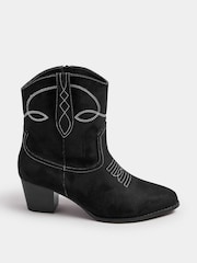 Yours Curve Black Extra Wide Fit Extra-Wide Fit Stitch Western Shoes - Image 3 of 5