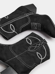 Yours Curve Black Extra Wide Fit Extra-Wide Fit Stitch Western Shoes - Image 5 of 5