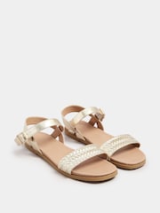 Yours Curve Gold Extra Wide Fit Two Part Woven Sandals - Image 2 of 5
