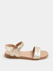 Yours Curve Gold Extra Wide Fit Two Part Woven Sandals - Image 3 of 5