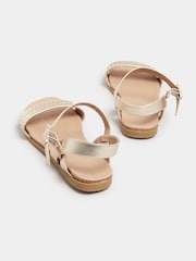 Yours Curve Gold Extra Wide Fit Two Part Woven Sandals - Image 4 of 5