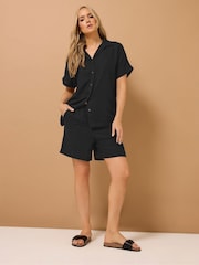 Long Tall Sally Black Linen Shorts - Image 3 of 6