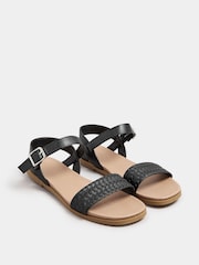 Yours Curve Black Extra Wide Fit Two Part Woven Sandals - Image 1 of 4