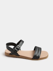 Yours Curve Black Extra Wide Fit Two Part Woven Sandals - Image 2 of 4