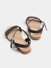 Yours Curve Black Extra Wide Fit Two Part Woven Sandals - Image 3 of 4