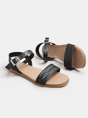 Yours Curve Black Extra Wide Fit Two Part Woven Sandals - Image 4 of 4