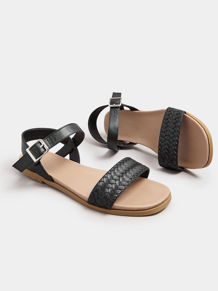 Yours Curve Black Extra Wide Fit Two Part Woven Sandals - Image 4 of 4
