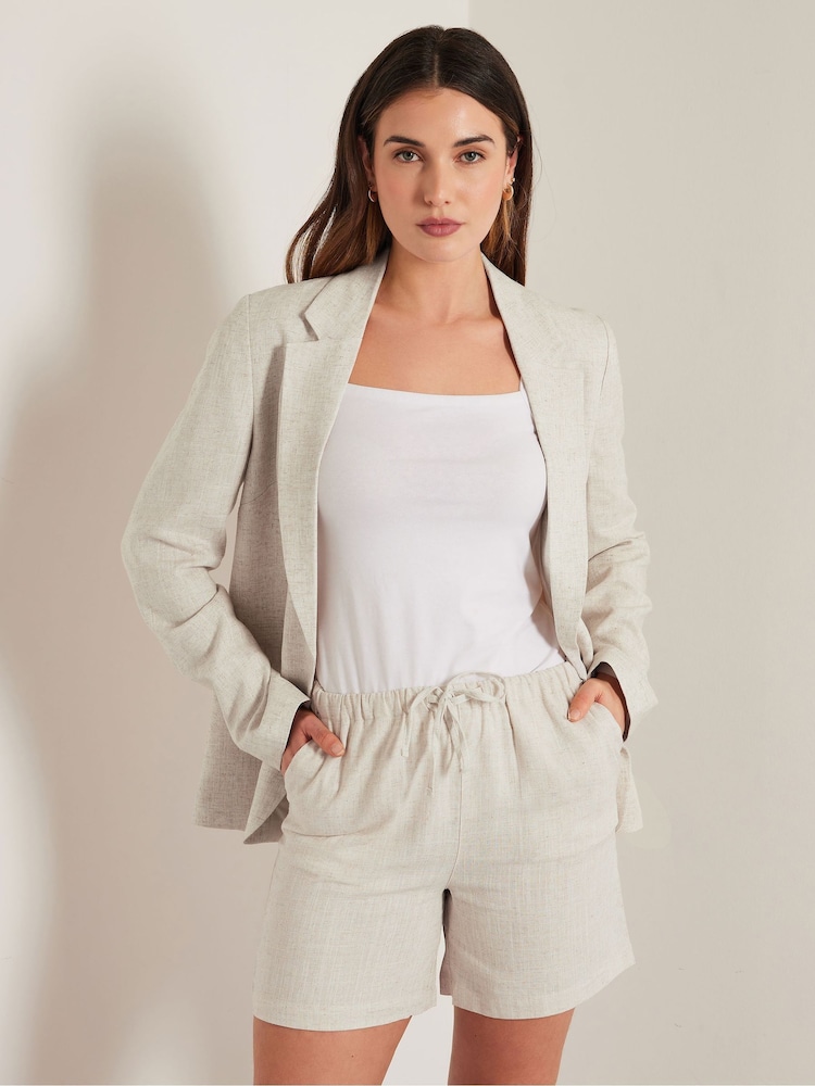 Long Tall Sally Natural Linen Shorts - Image 1 of 5 Long Tall Sally Natural Linen Shorts - Image 1 of 5