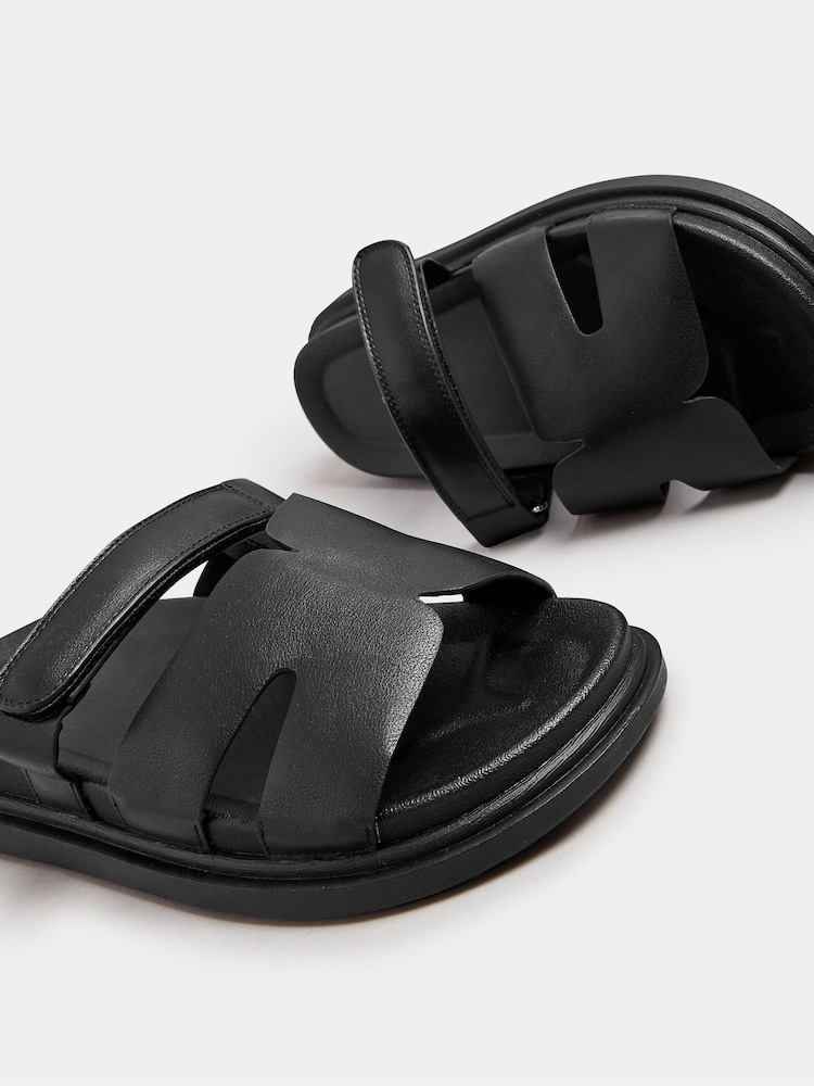 Yours Curve Black Extra-Wide Fit Touch Fasten Strap Sandals - Image 6 of 6