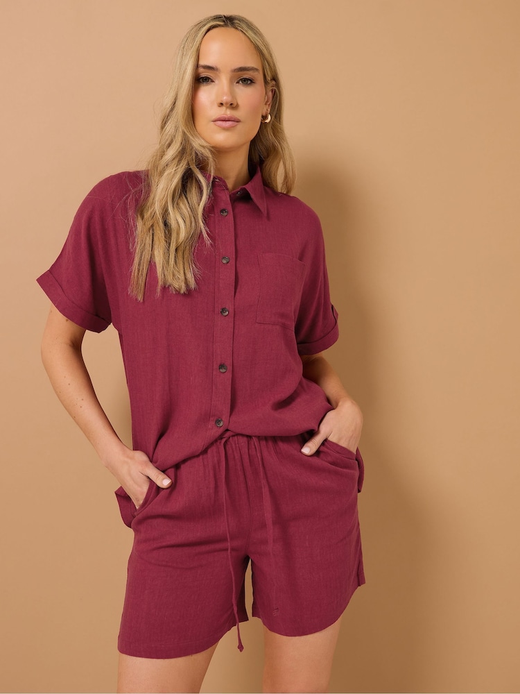Long Tall Sally Red Linen Shorts - Image 1 of 6