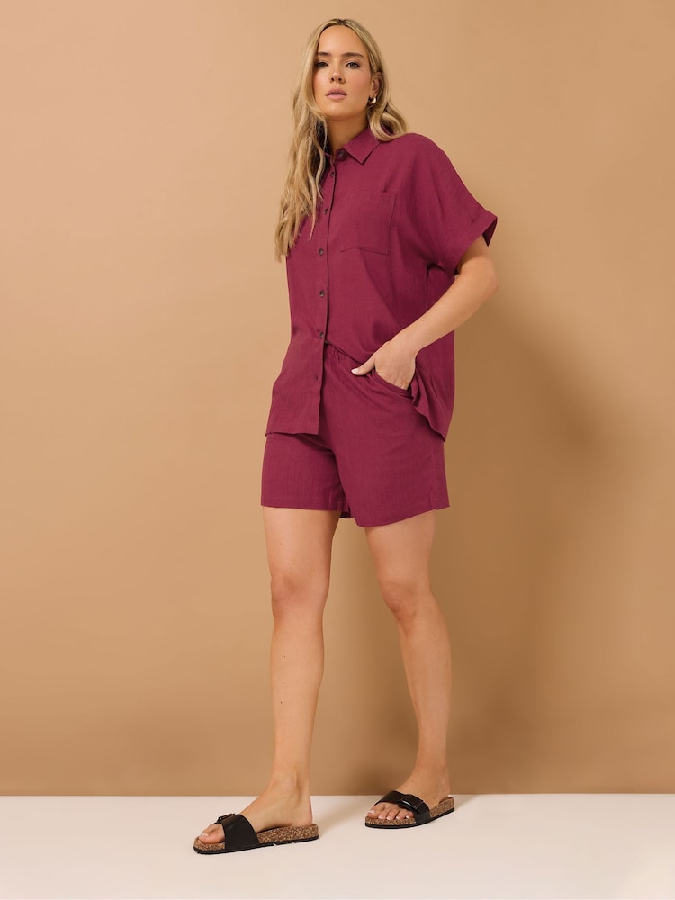 Long Tall Sally Red Linen Shorts - Image 2 of 6 Long Tall Sally Red Linen Shorts - Image 2 of 6