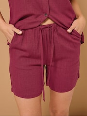 Long Tall Sally Red Linen Shorts - Image 5 of 6