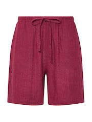 Long Tall Sally Red Linen Shorts - Image 6 of 6