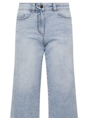 M&Co Blue Petite Light Wash Wide Leg Crop Trousers - Image 6 of 6