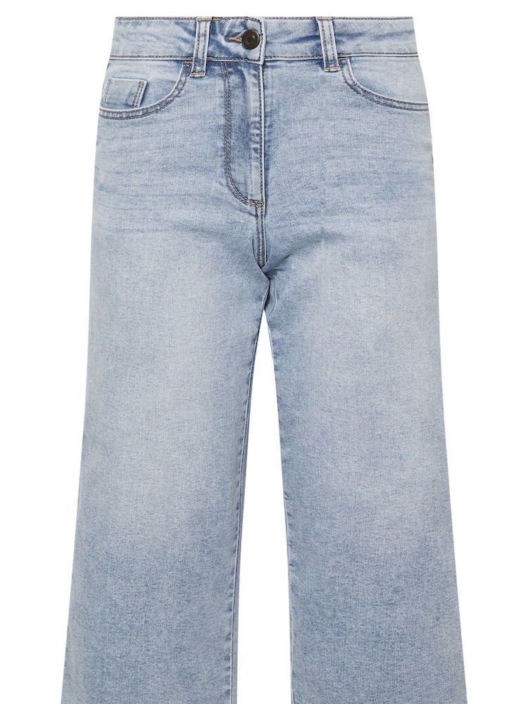 M&Co Blue Petite Light Wash Wide Leg Crop Trousers - Image 6 of 6