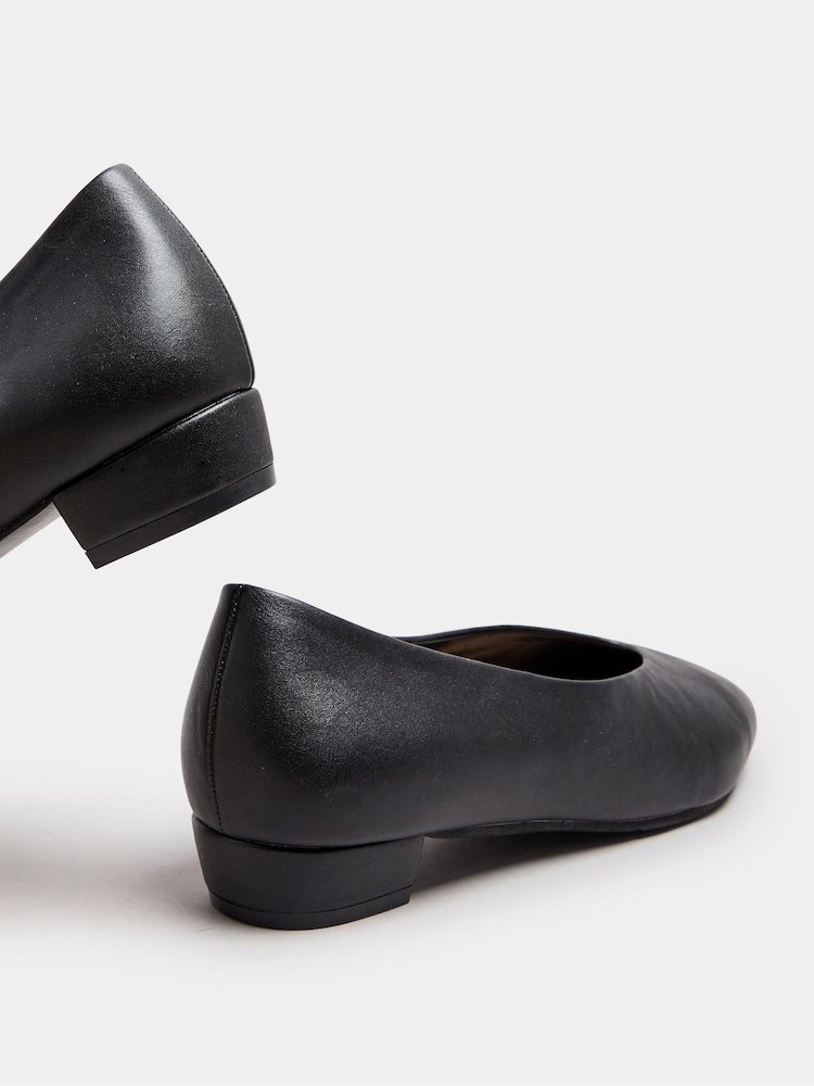Long Tall Sally Black Low Block Almond Court Shoes - Image 4 of 6