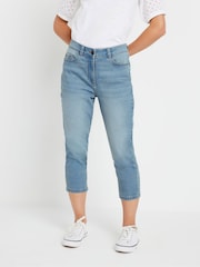 M&Co Blue Petite Boyfriend Crop Light Wash Jeans - Image 1 of 6