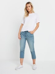 M&Co Blue Petite Boyfriend Crop Light Wash Jeans - Image 2 of 6